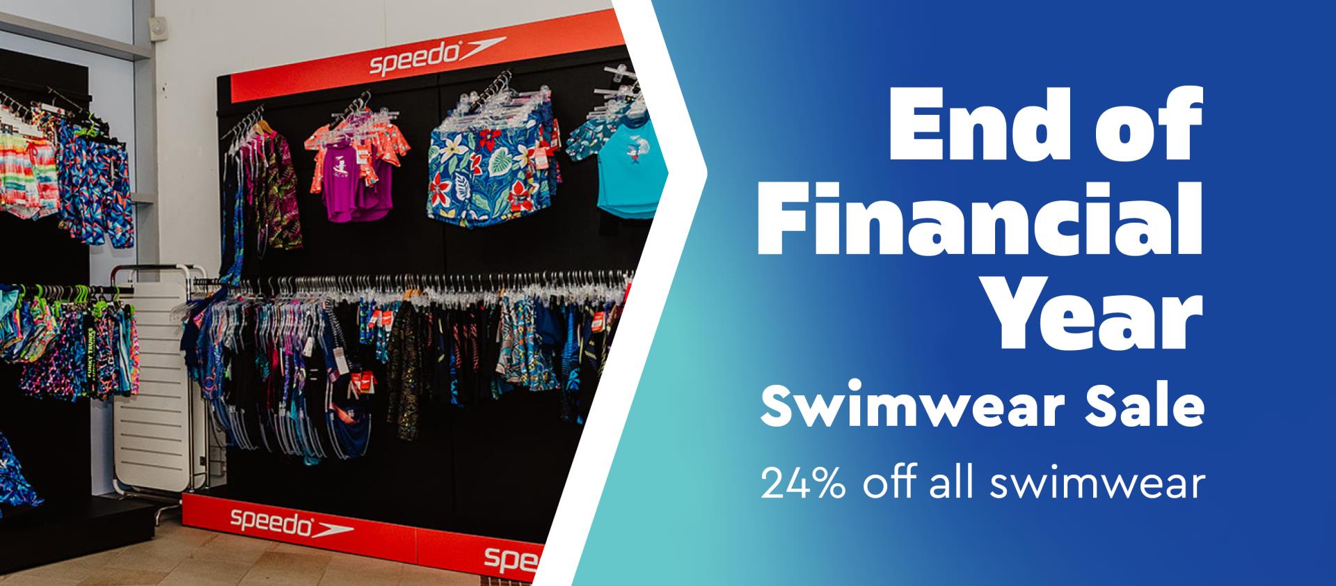 EoFY Sale banner, 24% off swimwear until 30 June 2024